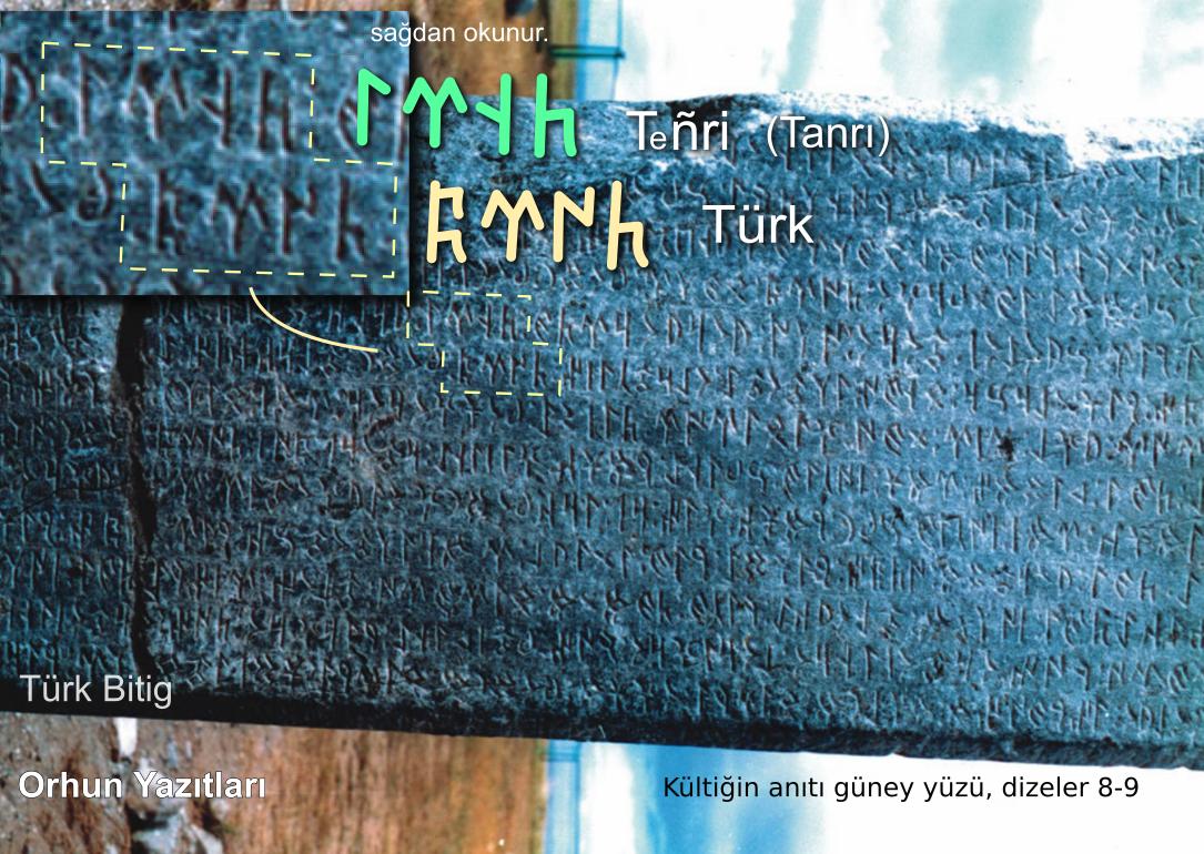 Orhun Yazıtları - Kültiğin yazıtında Göktürkçe Türk ve Tanrı kelimeleri Orhun Yazıtları - Göktürkçe Türk ve Tanrı kelimeleri